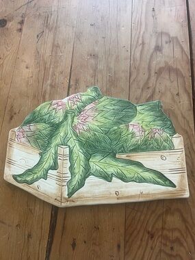 Hand-Painted Artichoke Wooden Wall Plaque - Green